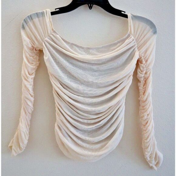 Intimately Free People Sz XS Cream Off The Shoulder Mesh As Is Layering Top - Picture 1 of 5